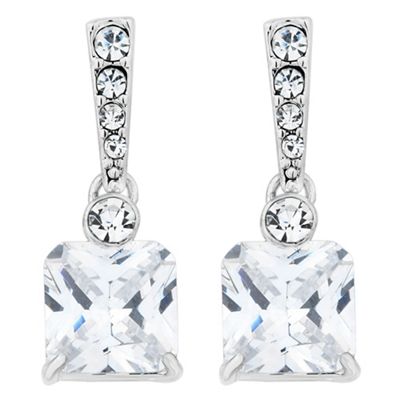 Cubic zirconia square pave crystal earring